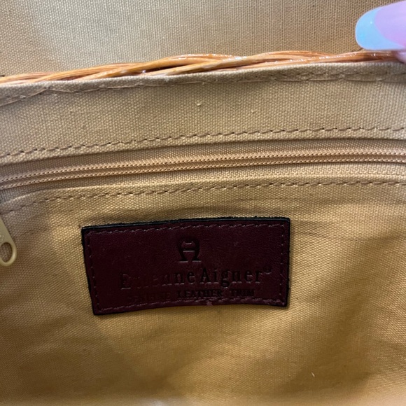 Etienne Aigner Elegant Burgundy and Tan Basket Woven Bag - Picture 7 of 7